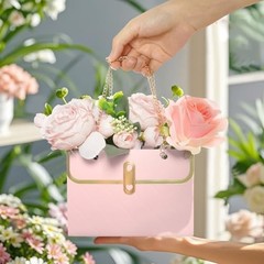 6pcs Flower Paper Gift Box Bouquet Storage Bucket Handbag white,pink,black