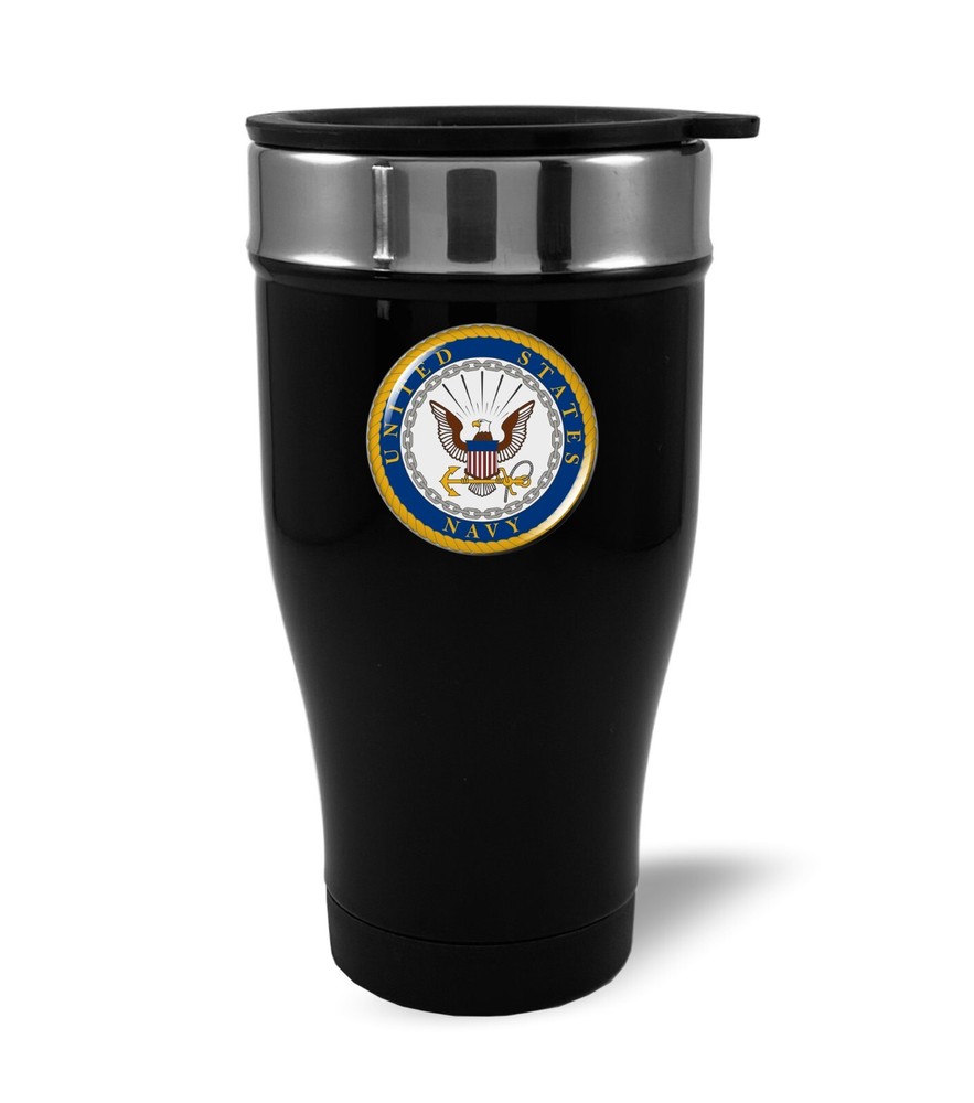 United States NAVY Stainless Steel BLACK Coffee Travel Mug Thermos 12oz