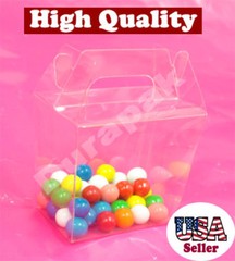 50~ 3-1/2×2-3/8×3-3/4″ Clear PET Plastic Chinese Take Out Party Favor Box Boxes