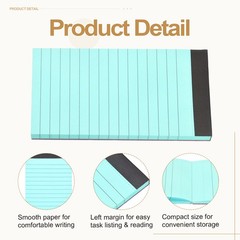 4 Pcs Writing Note Pads, 3 x 5 Inch A7 Lined Refill Paper, Blue