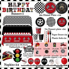 Race Car Birthday Party Decorations,185pcs Cars Birthday Decorations Plates a…