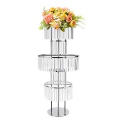 Silver Crystal Flower Stand 5 Tier Acrylic Display For Wedding Home Decor