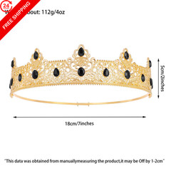 Gold King Crown for Men Decoration Birthday Prom Party regular,