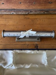 Silver Plated/pewter Marriage Certificate Holder 9 In Scroll Case Engravable