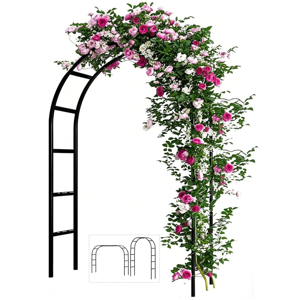 Adorox 7.8ft Garden Arch Trellis Black Metal Wedding Climbing Plants