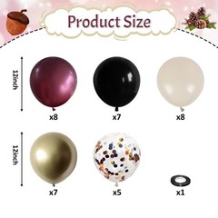 Black Burgundy and Gold Balloons, 12inch 12 inch 35pcs, White Coffee