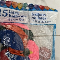 15 Pieces Happy Birthday Latex Balloons 12 inches / 15 cm NEW