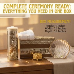 Baptism Candle Set in Premium Decoration Box with Towel, Rosary 4 inch, Gold