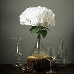 White 5 Silk Hydrangea Bushes Wedding Flowers Bouquets Party Centerpieces SALE