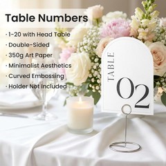 Minimalist Arch Wedding Table Numbers 1-20 with Head Table – 4×6 Inch | Textu…