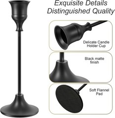 Black Candlestick Holders Taper Candle Holders, Set of 3 1 set (3 pcs),
