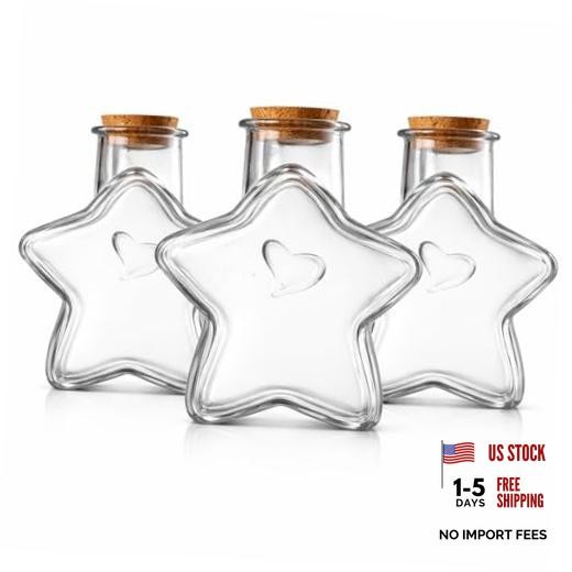 200ml Star-Shaped Glass Jar with Cork Lid Decorative Clear Glass Bottles Home