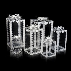 10/50pcs Clear PVC Case Floral Cube Gift Tennis Toy Candy Package Display Boxes