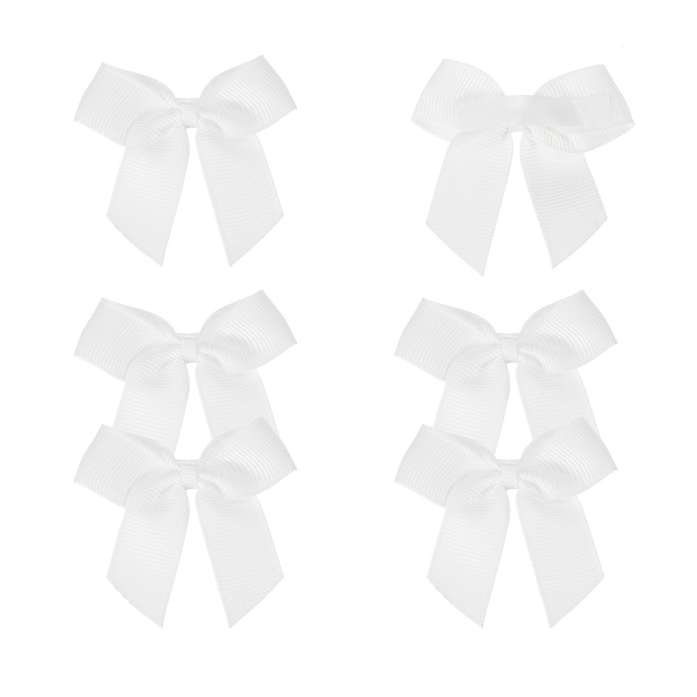 6Pcs Mini Grosgrain Ribbon Bow 2″ Self Adhesive Flower Bows White