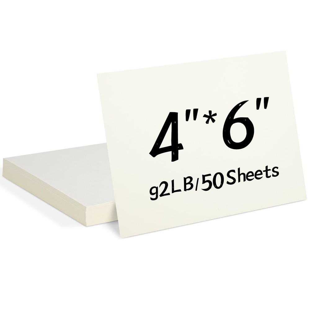 50 Sheets 4×6 Cream White Cardstock Paper, Thick 92lb/250gsm Cream White Blan…