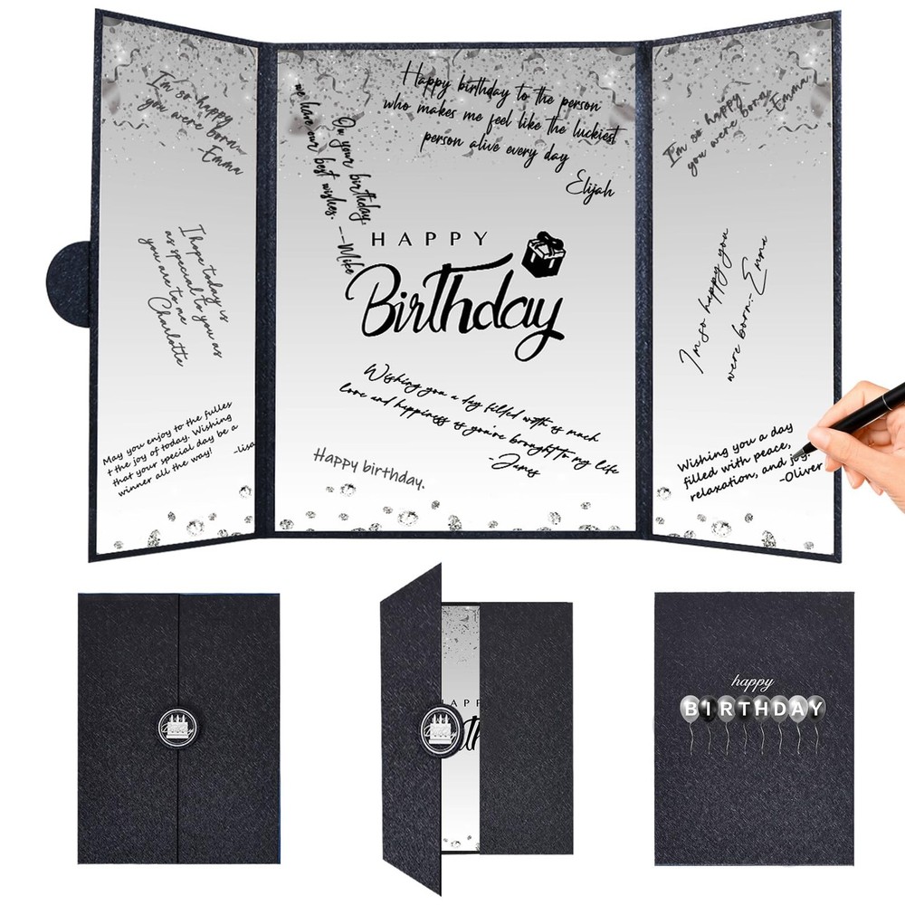 Black and White Birthday Decorations Women Men, Creative Birthday Guest Signa…