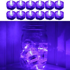 12 PURPLE LED SUBMERSIBLE Waterproof Floral Decor Wedding centerpiece Tea Light