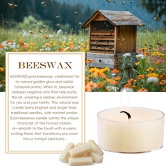 Mosroad 48 Pcs Natural Beeswax Tealight Candles White Pure Beeswax Tea Candles
