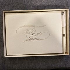 White Guest Book & Pen – Silver Script Wedding By CR Gibson READ