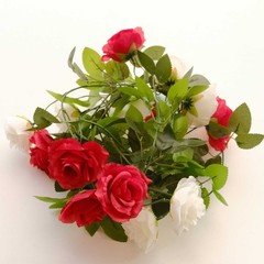 2 RED IVORY 7 ft long Silk Rose Wedding Garland Leaves Bendable Wire Vines Home
