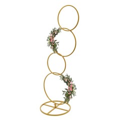Gold Metal Round Hoop Flower Stand, Detachable Backdrop for Weddings
