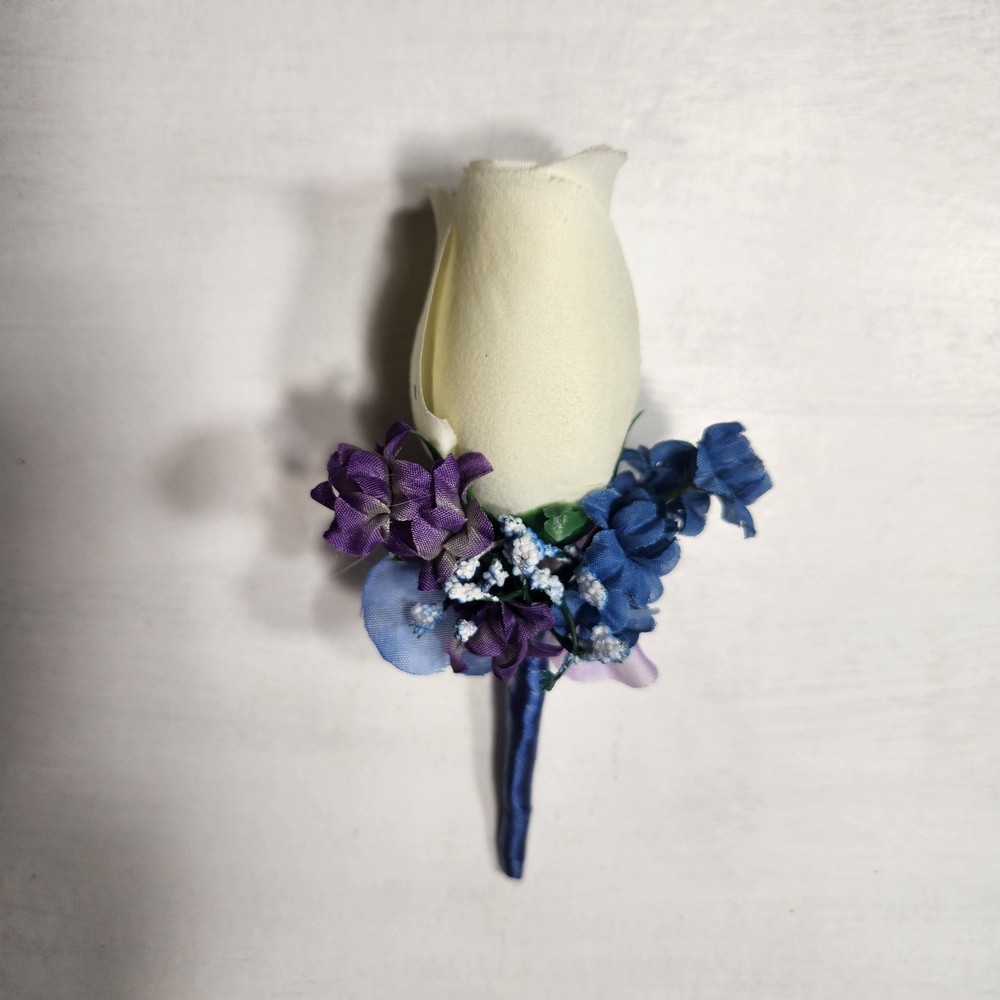 Purple Royal Blue Ivory Rose Calla Lily Orchid Bridal Wedding Bouquet Accessorie