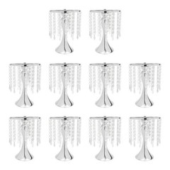 Modern Flower Stands Silver Wedding Decor Crystal Flower Stand Round 10 PCS