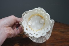 Vintage Bride Groom Wedding Topper Sugar Sculpture Art Deco Stand Antique Lace