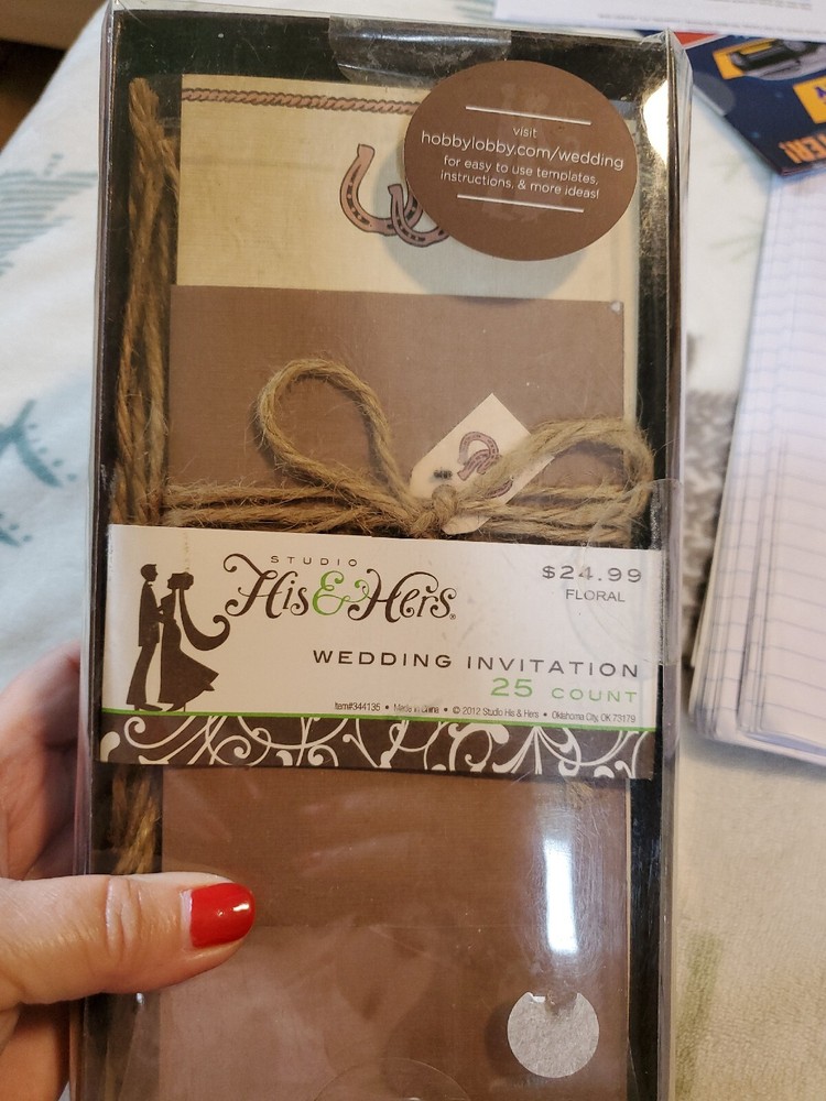 Hobby Lobby Studio His & Hers 25 Count Brown Wedding Invitations Country Western
