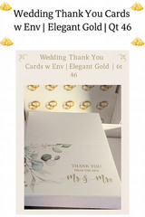 💌 Thanks a Ton (of Love) – Wedding Thank You Cards w Env | Elegant Gold | Qt 46