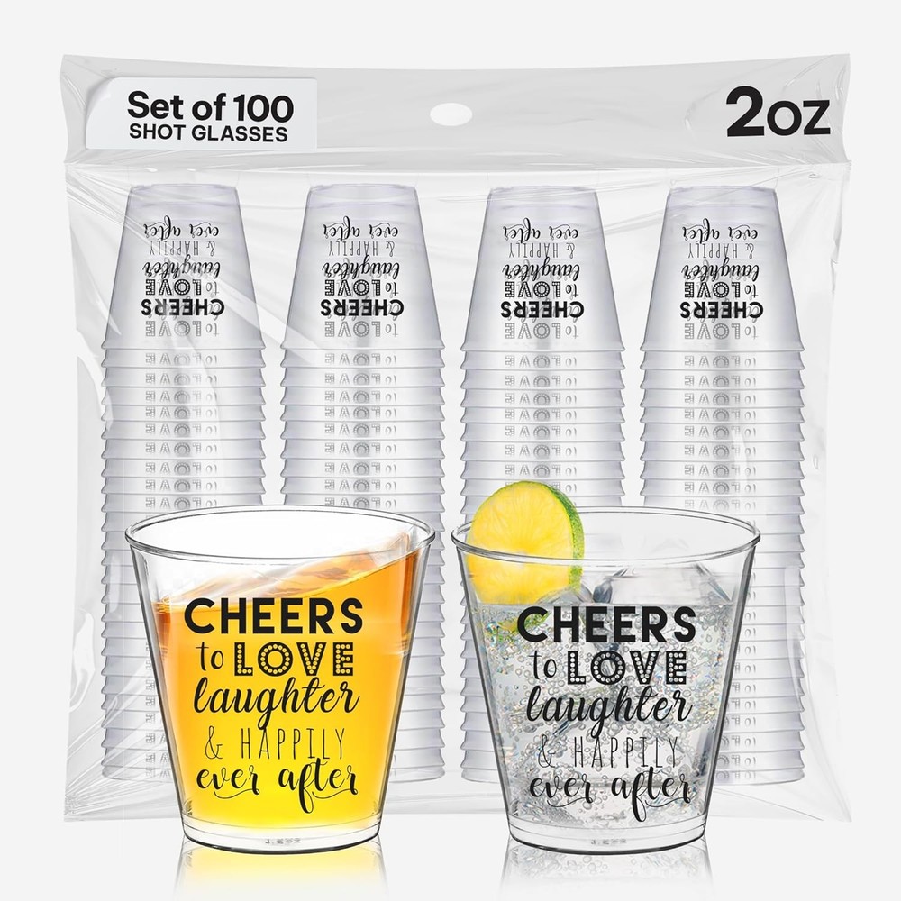 Wedding Shot Glasses Cheers to Love Laughter and Happily Ever After Shot Glasses
