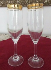 Gold Banded Champagne Flutes Perfect for Wedding/Anniversary #BR-202(pl)