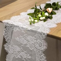 5 Packs Lace Table Runner 14×120 Inch 14″x120″(5pcs Rectangle) Plain White