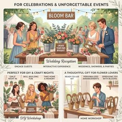 DIY Flower Bloom Bar Kit – All-In-One Bouquet Supplies – Vintage Metal Buckets