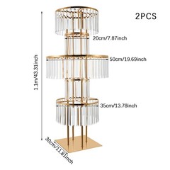 Gold+Clear 2PCS Flower Stand, Crystal Flower Stand, 5-tier Crystal Flower Stand