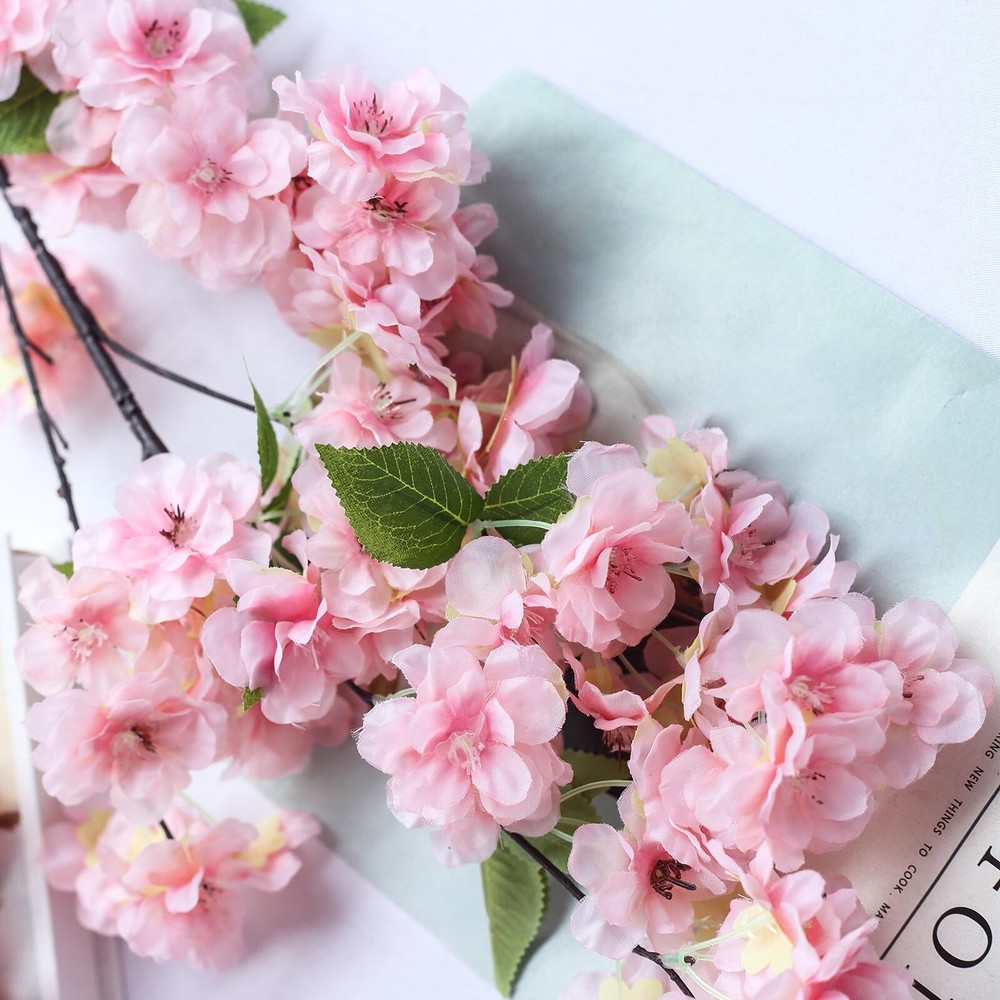4 PINK 40″ tall Bushes with Silk Cherry Blossoms Flowers Party Wedding Bouquets