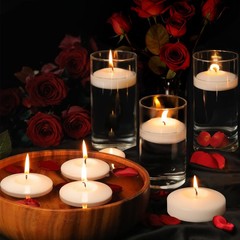 GINITIRI 3 inch White Floating Candles, 48 Pack 3 inch, White-48pack