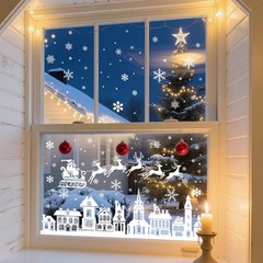 134 Pcs Christmas Window Clings – 9 Sheets White House Snowflake Christmas Wi…