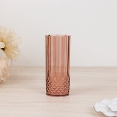 6 Dusty Rose 14 oz Crystal Plastic Drinking Glasses Party Events Tableware