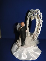 New Elegant Bride & Groom, Braided white decor Heart Arch & Wedding CakeTop #172