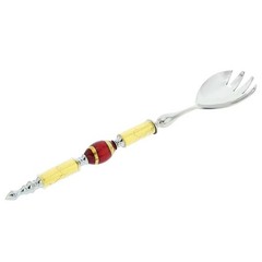 GlassOfVenice Italian Murano Glass Salad Fork – Gold Red Stripes