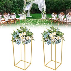 2x Metal Floor Stand Column Cube Shape Flower Holder Wedding Backdrop Decoration