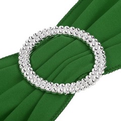 10Pcs 14″x5″ Stretch Chair Sashes Bows Chair Bands Sash with Buckle Dark Green