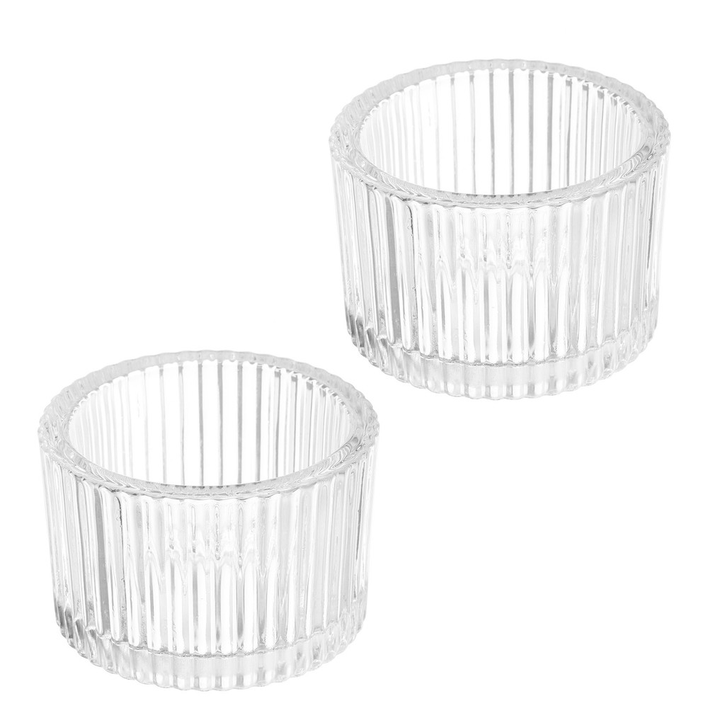 2 Pcs Tea Light Candle Holder Glass Candle Holders White