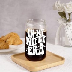 Wifey Cup, Engagement Gifts for Her, Bride Gifts, 16 oz Coffee Glass Cups