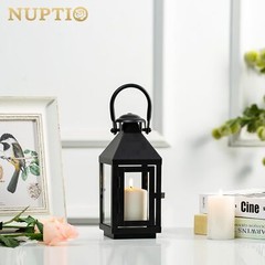 Nuptio Garden Lanterns for Candles, 20cm/7.87in Tall Vintage Small, Black