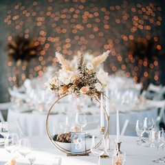 12″ Metal Round Floral Hoop Table Wreath Centerpiece Party Decoration, Gold