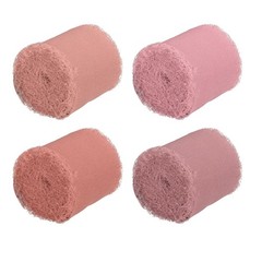 1 Set/4 Rolls 1.5 In x 5 Yard Handmade Fringe Silk Chiffon Ribbon, 4 Colors