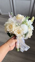 Silk Flower Bouquet With Ribbon Fake Flower