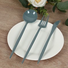 60 DUSTY BLUE Heavy Duty Forks Spoons and Knives Set Party Disposable Tableware